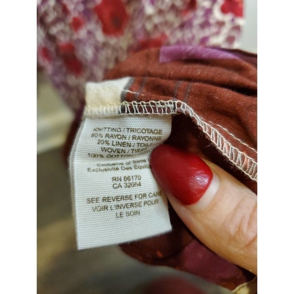 Free People Tunic Pearl Linen Blend sz S Multicolor Floral BOHO Top - Picture 6 of 7